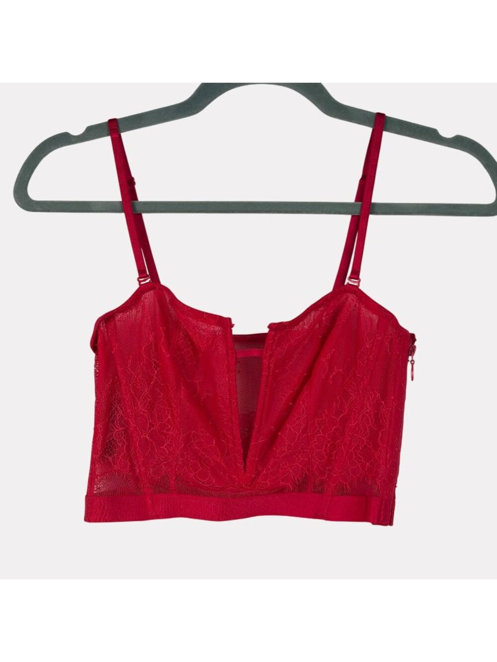 Victoria's Secret Very Sexy Unlined Strapless Bra Womens Small Red Lace